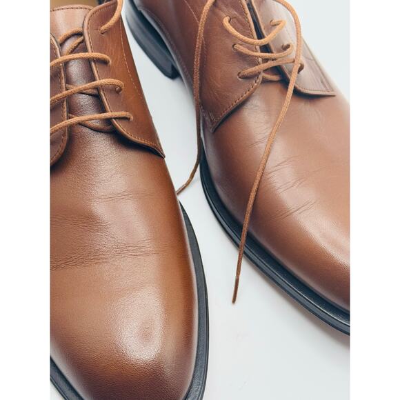 BOSS Business Shoes BROWN LEATHER DERBY SHOES WITH STITCHING DETAILS MENS 9 - Picture 1 of 16
